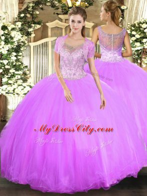 Floor Length Ball Gowns Sleeveless Lilac 15 Quinceanera Dress Clasp Handle