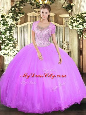 Floor Length Ball Gowns Sleeveless Lilac 15 Quinceanera Dress Clasp Handle