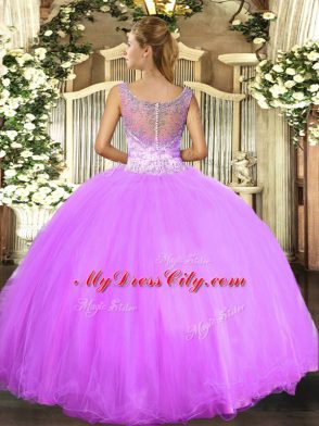 Floor Length Ball Gowns Sleeveless Lilac 15 Quinceanera Dress Clasp Handle