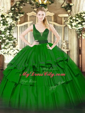 Floor Length Green Vestidos de Quinceanera Straps Sleeveless Zipper