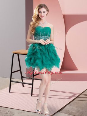 Captivating Mini Length Green Dress for Prom Sweetheart Sleeveless Lace Up