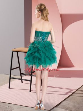 Captivating Mini Length Green Dress for Prom Sweetheart Sleeveless Lace Up