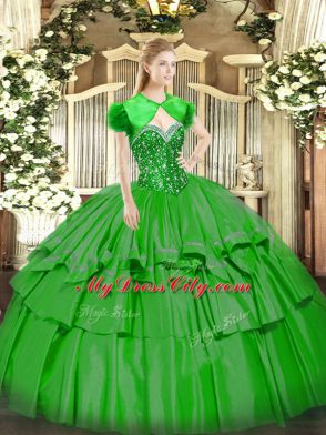 Sleeveless Beading and Ruffled Layers Lace Up 15 Quinceanera Dress