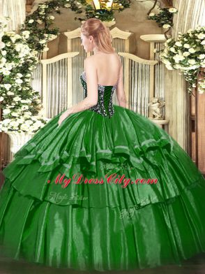 Sleeveless Beading and Ruffled Layers Lace Up 15 Quinceanera Dress