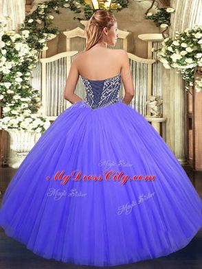 Sweetheart Sleeveless Tulle 15 Quinceanera Dress Beading Lace Up