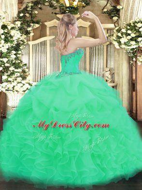 Quinceanera Gown Sweet 16 and Quinceanera with Beading and Ruffles and Pick Ups Sweetheart Sleeveless Lace Up