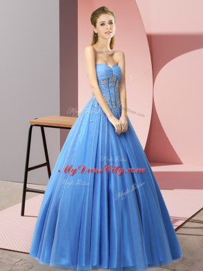 Baby Blue Sweetheart Lace Up Beading Evening Dress Sleeveless