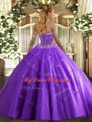 Sweet Sleeveless Beading and Appliques Lace Up Vestidos de Quinceanera