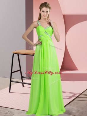 Sleeveless Floor Length Beading Lace Up Homecoming Dress with