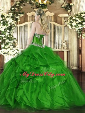 Dazzling Organza Sleeveless Floor Length 15 Quinceanera Dress and Beading and Ruffles