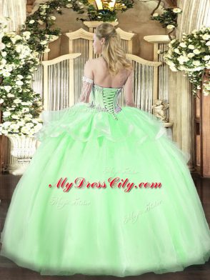 High Class Organza Sleeveless Floor Length 15 Quinceanera Dress and Beading