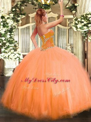 New Style Sweetheart Sleeveless Quinceanera Dress Floor Length Beading Fuchsia Tulle