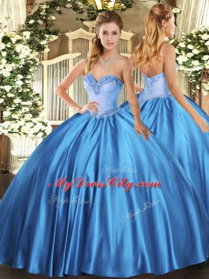 Stylish Satin Sleeveless Floor Length 15 Quinceanera Dress and Beading