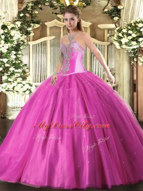 Ideal Tulle Sleeveless Floor Length Quinceanera Gowns and Beading