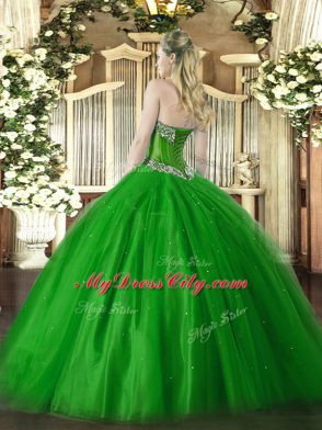 Beading Quinceanera Dresses Olive Green Lace Up Sleeveless Floor Length