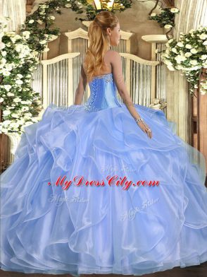 Luxury Sleeveless Beading and Ruffles Lace Up Quinceanera Dress