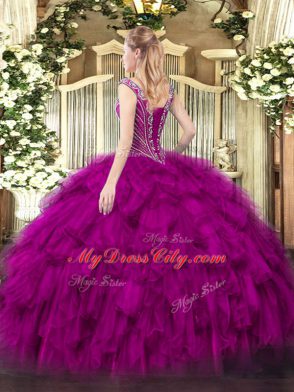 Ball Gowns Vestidos de Quinceanera V-neck Organza Sleeveless Floor Length Lace Up