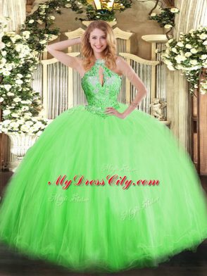 15 Quinceanera Dress Military Ball and Sweet 16 and Quinceanera with Beading Halter Top Sleeveless Lace Up