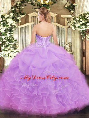 New Arrival V-neck Sleeveless Organza Quinceanera Dresses Beading and Ruffles and Pick Ups Lace Up