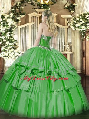 Sleeveless Lace Up Floor Length Beading and Ruffled Layers Quinceanera Dresses