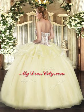 Customized Apple Green Lace Up Sweetheart Beading and Ruffles 15th Birthday Dress Tulle Sleeveless