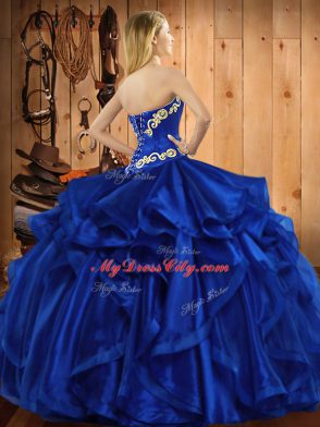 Extravagant Organza Sleeveless Floor Length Quinceanera Dresses and Embroidery and Ruffles