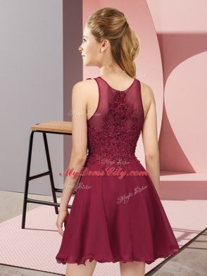 Custom Made Appliques Dama Dress Burgundy Zipper Sleeveless Mini Length