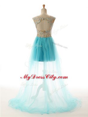 Dazzling Sleeveless Appliques Backless Prom Dress