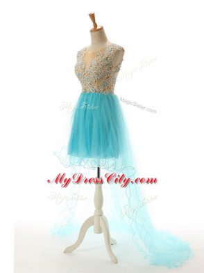 Dazzling Sleeveless Appliques Backless Prom Dress