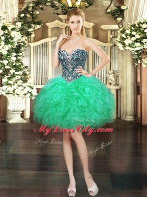 Dynamic Turquoise Sweetheart Neckline Beading and Ruffles Quince Ball Gowns Sleeveless Lace Up