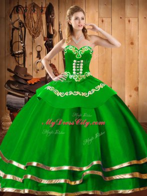 Graceful Sleeveless Lace Up Floor Length Embroidery Sweet 16 Quinceanera Dress