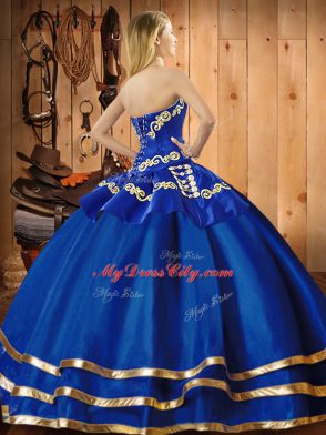 Graceful Sleeveless Lace Up Floor Length Embroidery Sweet 16 Quinceanera Dress