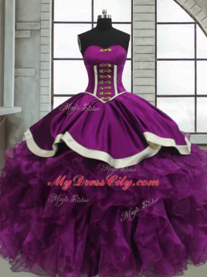 Floor Length Purple Sweet 16 Quinceanera Dress Sweetheart Sleeveless Lace Up