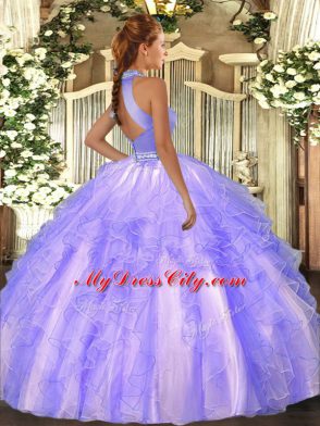 Fabulous Floor Length Ball Gowns Sleeveless Lavender Sweet 16 Dresses Backless