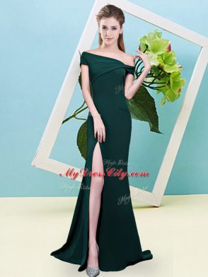 Ruching Quinceanera Court Dresses Dark Green Zipper Sleeveless Floor Length