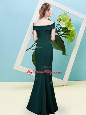 Ruching Quinceanera Court Dresses Dark Green Zipper Sleeveless Floor Length