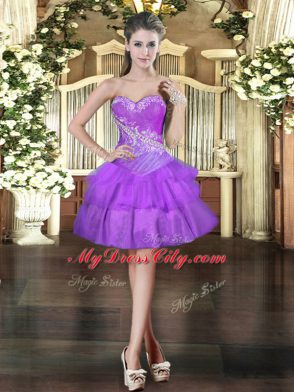 Sleeveless Lace Up Floor Length Beading and Ruffled Layers Quince Ball Gowns