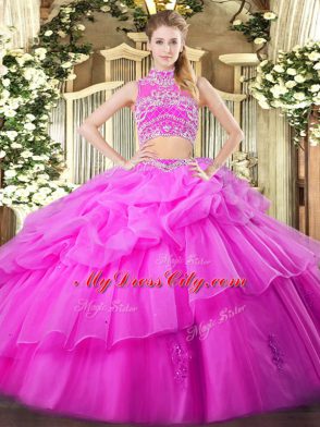 Glorious Sleeveless Backless Floor Length Beading and Ruffles and Pick Ups Quinceanera Gowns