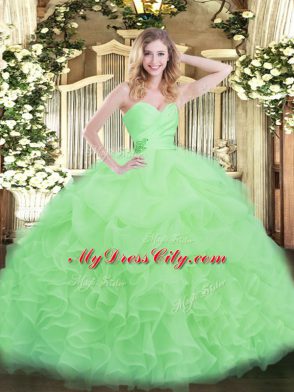 Sleeveless Lace Up Floor Length Beading and Ruffles Vestidos de Quinceanera