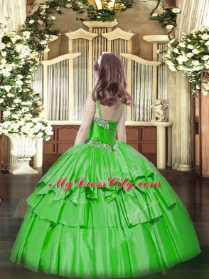 Popular Floor Length Ball Gowns Sleeveless Green High School Pageant Dress Lace Up