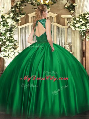 Discount Beading Sweet 16 Dresses Olive Green Zipper Sleeveless Floor Length