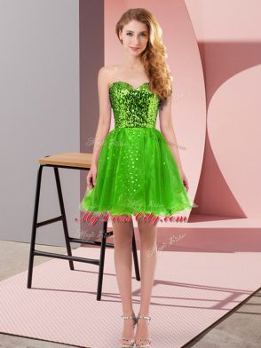 Sequins Homecoming Dress Green Zipper Sleeveless Mini Length