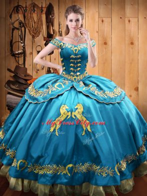 Cheap Baby Blue Sleeveless Satin and Organza Lace Up Quinceanera Gowns for Sweet 16 and Quinceanera