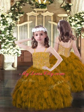 Sweetheart Sleeveless Lace Up Quinceanera Dresses Brown Tulle