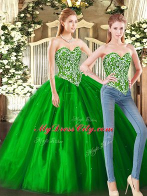 Sweet Floor Length Ball Gowns Sleeveless Green Quinceanera Dress Lace Up