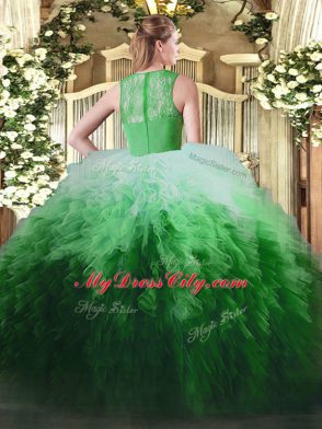 Ball Gowns Quinceanera Dresses Multi-color Straps Tulle Sleeveless Floor Length Zipper