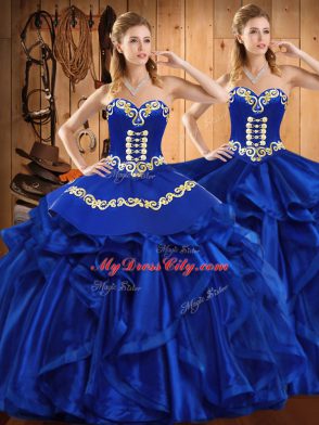 Lovely Floor Length Ball Gowns Sleeveless Royal Blue Quinceanera Dress Lace Up