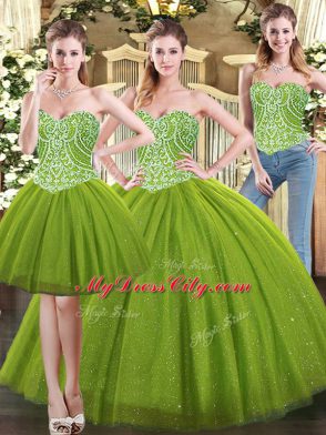 Popular Sleeveless Beading Lace Up Quinceanera Dresses