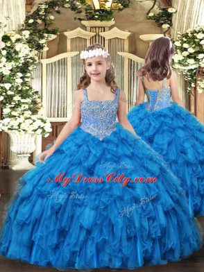 Flirting Floor Length Teal Quinceanera Gown Scoop Sleeveless Lace Up