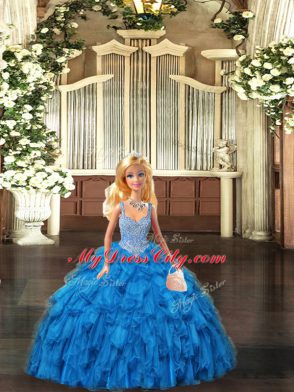 Flirting Floor Length Teal Quinceanera Gown Scoop Sleeveless Lace Up